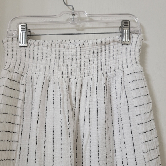 Joie (Size M) Striped Pattern Gauze High Smocked Waistband Wide Leg Pants - Picture 3 of 15